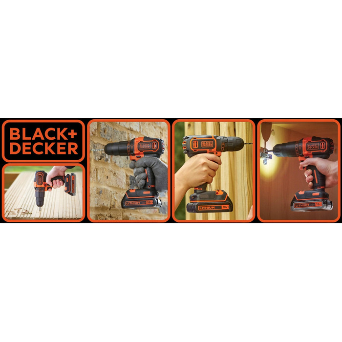 Дриль-шурупокрут Black+Decker 18V, 50 Нм [BLD682D2XK-QW] з 2-ма акумуляторами по 2,0 Аг