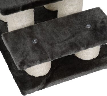 PawHut Pet Stairs 3-Step Cat Stairs Dog Stairs Stairs for Cats and Dogs Plush Dark Grey 45 x 35 x 34 cm