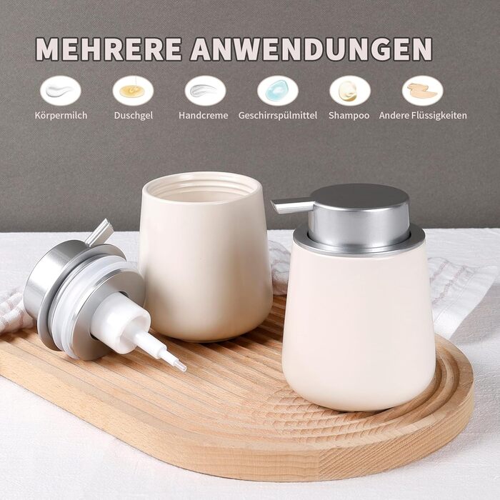 Дозатор для миючого засобу BosilunLife 350 мл, наповнюваний, великий насос, стильний, неслизький, BPA-free для кухні та ванної кімнати