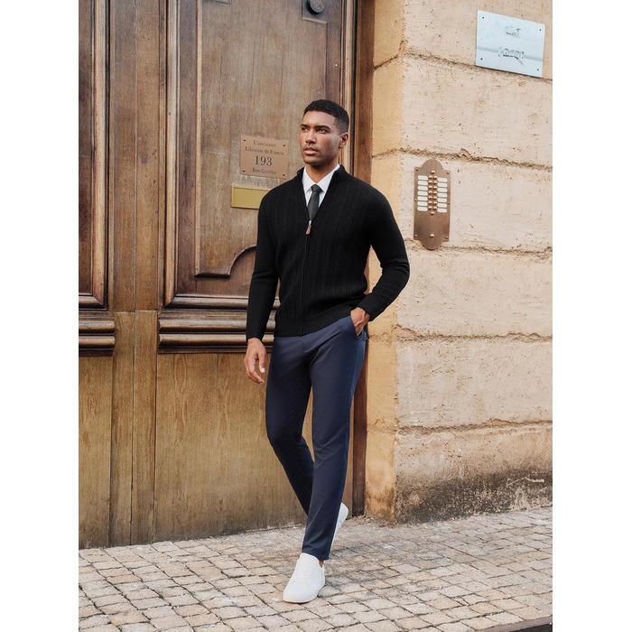 Кардиган чоловічий PJ PAUL JONES на блискавці та зі стійким коміром, чорний (S)