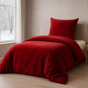 Комплект постільної білизни MALIKA Winter Plüsch, 3 шт., 135x200, 155x220, 200 см. М'який плюш, нікель-тедді, кашемір, кораловий фліс, колір бордо