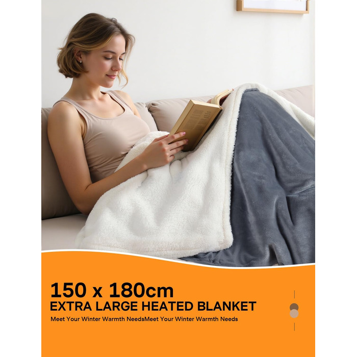 Електрична ковдра ALLJOY з автовимкненням, 180x150 см, 9 рівнів нагріву, для подарунків чоловікам та жінкам