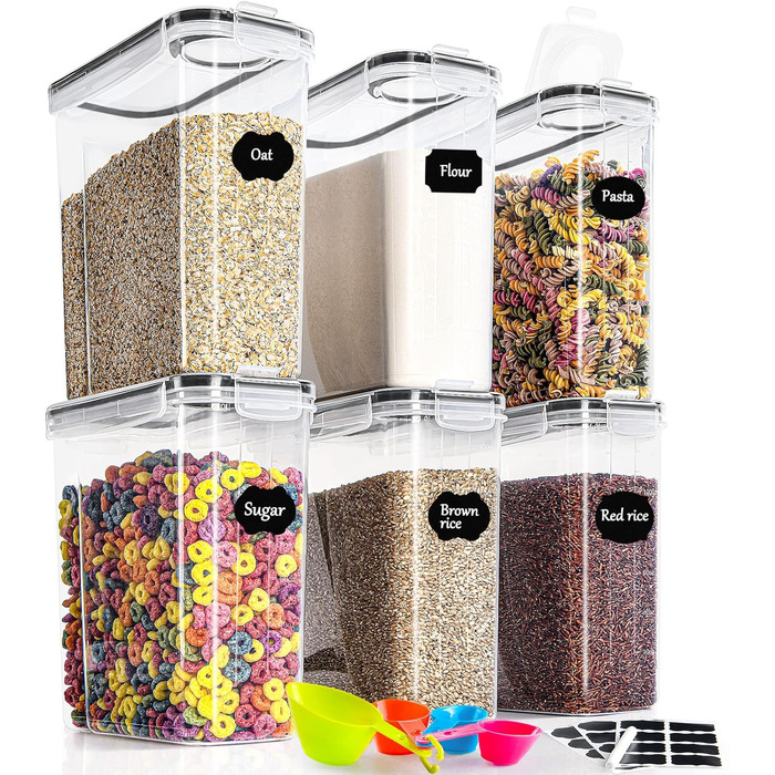 Набір контейнерів для зберігання GoMaihe, 2.5L*6 шт. та 4.0L*6 шт. - повітряно-водонепроникні, для кухні, з кришкою