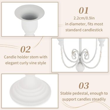 Sziqiqi Candelabra Candle Holders - 29.5 cm High, 5-Arm Candle Stand, Candle Holder for Taper Candles for Candlelight, Table Decoration, Christmas Mantel, White