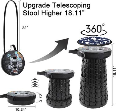 Складний туристичний стільчик Alevmoom - телескопічний, легкий, для кемпінгу, риболовлі, BBQ, кухні. Витримує до 272 кг. Колір: Селадовий (Astronaut)