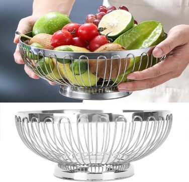 Нержавійна чаша для фруктів BFYDOAA, 22 см – сучасна корзина для фруктів, овочів, хліба та снеків