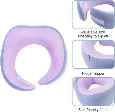 Подушка для шиї Gemice для подорожей, літака, з кріпленням на липучці, з піною з пам'яті, для дорослих, аксесуари для літака, сіра та фіолетова