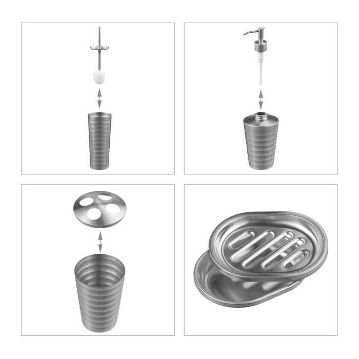 Relaxdays 5-piece Bathroom Set Stainless Steel