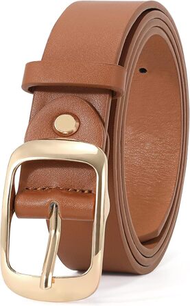 Жіночий шкіряний ремінь WHIPPY великого розміру, модний ремінь з річної шкіри з надійною пряжкою, для джинсів, штанів, суконь (B-коричневий (золота пряжка), S:100см (розмір талії 63-76см))