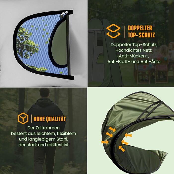 Charmofun Pop Up Camping Shower Tent with UV Protection - Portable Toilet & Changing Tent for Beach & Outdoor Use (Green)