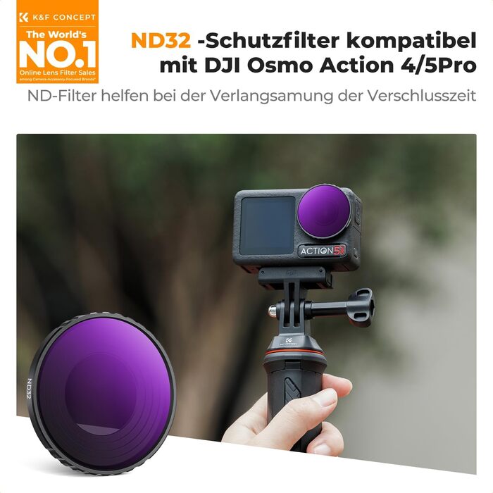 Фільтри K&F Concept ND/CPL, набір 6 шт. для DJI Osmo Action 5/4 PRO, нейтральні (ND8, ND16, ND32, ND64, ND256), поляризаційні