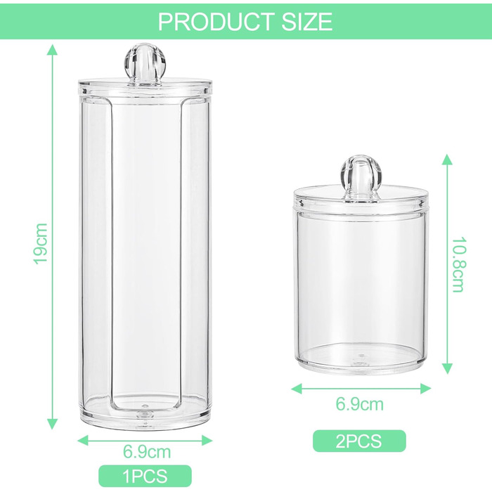 Організатор для косметики: контейнери для ватних паличок та дисків, прозорий, для ванної кімнати та спальні