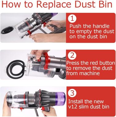 Контейнер для пилу Dyson V12 Detect Slim/ V10 Digital Slim, замінна частина, аксесуар, арт. 965272-01