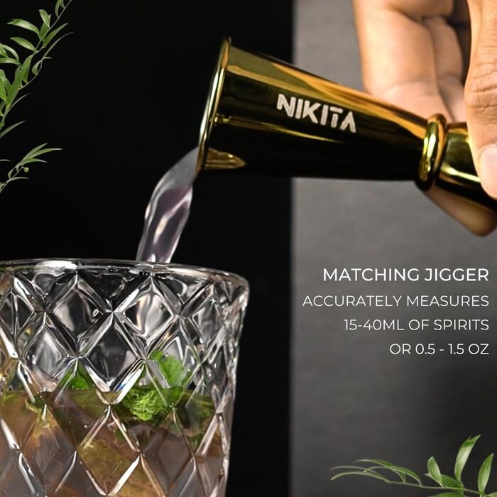 Набір шейкерів для коктейлів Gold - 5 шт., 450 мл, з ситом, мірний стаканчик та ложка для змішування, подарункова коробка