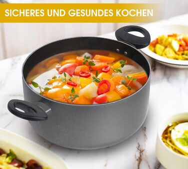 Каструля Homatz 4.5L з антипригарним покриттям, 24 см, з кришкою - для всіх типів плит
