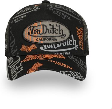 Кепка Von Dutch Trucker Snapback, чорно-оранжево-сіра, унісекс