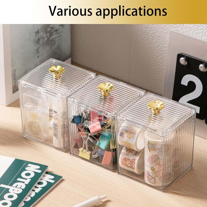 Контейнер для ватних паличок та дисків 2 шт. Організатор для ванної кімнати, прозорий | Зберігання для туалетного столика