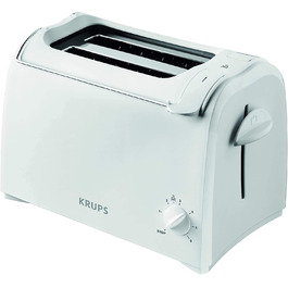 Krups Toaster Pro Aroma, 2-Slice Toaster with Wide Slots, 6 Browning Levels, Toast Lift and Bagel Function, KH151110, White