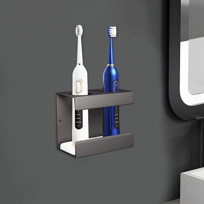 LeapBeast 2-Hole Toothbrush Holder 11x8 cm Gray