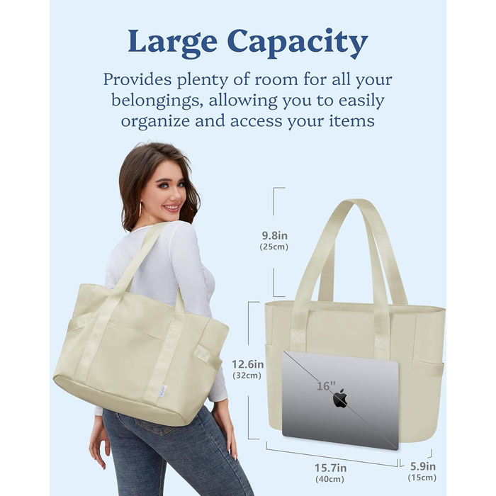 Laptop Bag for Men, Waterproof Shoulder Bag with 40.6 cm Computer Compartment for Work, School, Travel, Violet (M, Khaki)