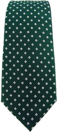 Краватка чоловіча TigerTie вузька шовкова в крапку зелено-сріблясто-біла, дизайнерська