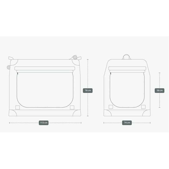 TrendPet TPX-Pro - Легка, розкладна переноска для собак з алюмінієвим каркасом (110 x 70 x 75 см, сіра)