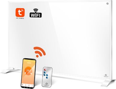 Інфрачервовий обігрівач KESSER®: енергозберігаючий, з пультом та термостатом, для дому. Білий (550W)