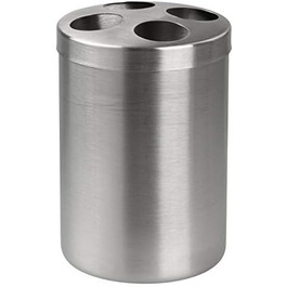 Fackelmann Soap Dispenser & Toothbrush Holder Tecno, dispenser for liquid soap made of high-quality stainless steel, holder for 4 toothbrushes, high-quality toothbrush holder (Color: Matt Silver), Quantity: 1 x 2-piece set (toothbrush holder)