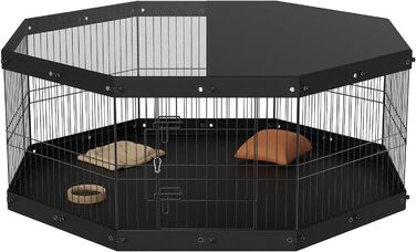 VEVOR 8-Panel Foldable Dog Playpen - 61cm High, Waterproof Oxford Fabric with Mat & Cover