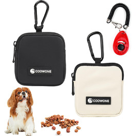Сумка для ласощів для собак COOWONE з кликером, водонепроникна, з тримачем для пакетів, чорно-бежева