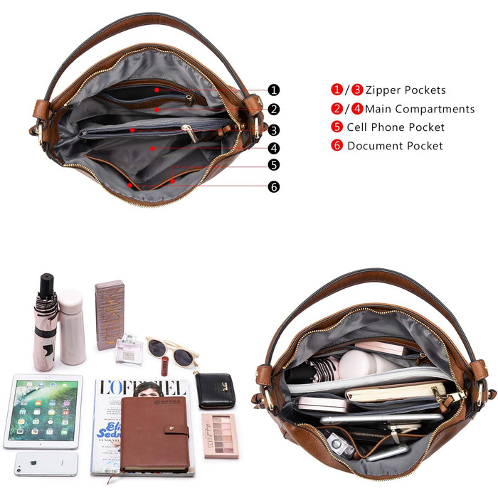 Сумка жіноча Reaer середнього розміру, шопер велика, PU шкіра, чорно-пісочний колір, на блискавці (L, коричнево-золота блискавка)