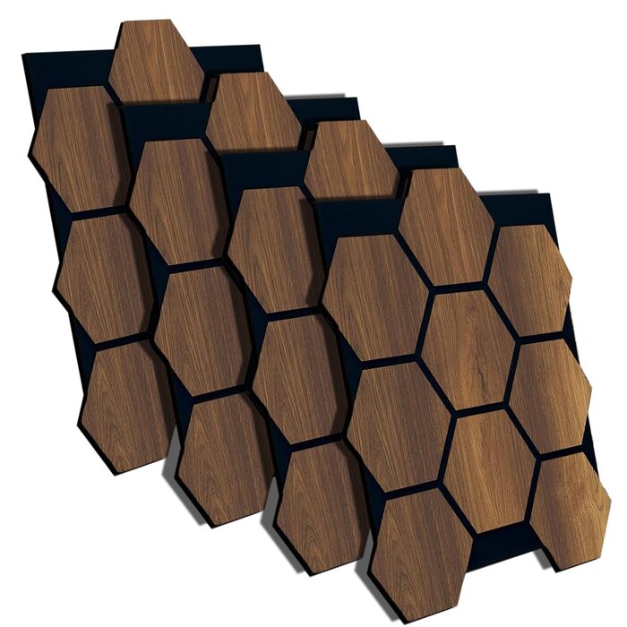 Акустичні настінні панелі AS Country Stone Barok з натурального дерева, 80x65 см, набір 4 шт. — звукоізоляційні декоративні панелі для офісу та дому