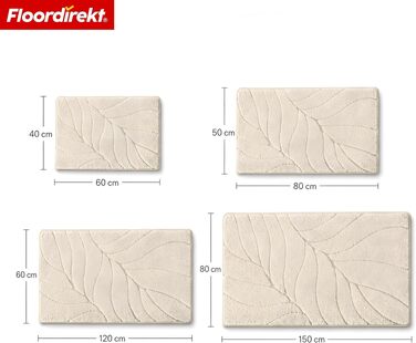 М'який килимок для ванної кімнати Floordirekt Maris, швидкосохнучий з антиковзаючим покриттям, колір слонова кістка (Ivory), 60 x 120 см