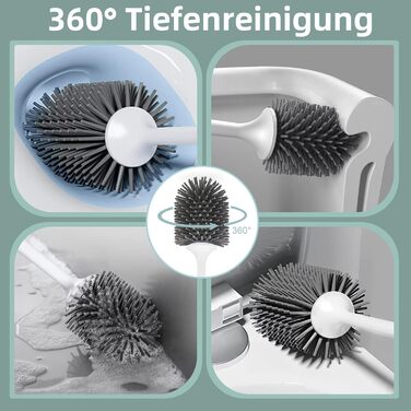 Набір для туалету: щітка з тримачем, силіконова щітка, довга ручка, швидке висихання, настінний/підлоговий монтаж (білий та чорний)
