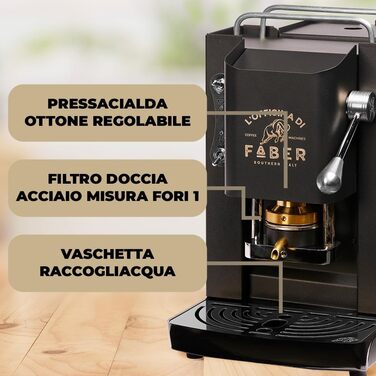 Кавова машина FABER Pro Deluxe для ESE-подушечок 44 мм, хром, латунний прес, матова чорна