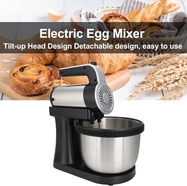 Stand Mixer, 2-in-1 1000W 5-Speed Tilt-Head Electric Hand Mixer with 4-Liter Stainless Steel Bowl, Dough Hooks, Whisk, and Beaters, Multifunctional Household Kitchen Mixer for Everyday Use