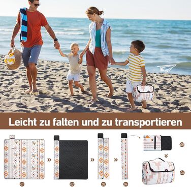 Водонепроникний плед для пікніка Boho 200x200 см, XXL великий плед для пляжу, кемпінгу, подорожей. Плед з бавовни, пісконепроникний, легко миється, складається. Ідеально для пікніка, пляжу, відпочинку на природі.