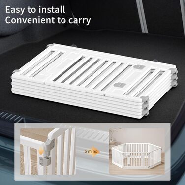 Вольєр для цуценят Gupamiga, розкладний вольєр для собак з дверцятами, вольєр для цуценят для дому, міцний та гладкий, просте встановлення, білий (178 x 178 см), 8 штук (6 штук)