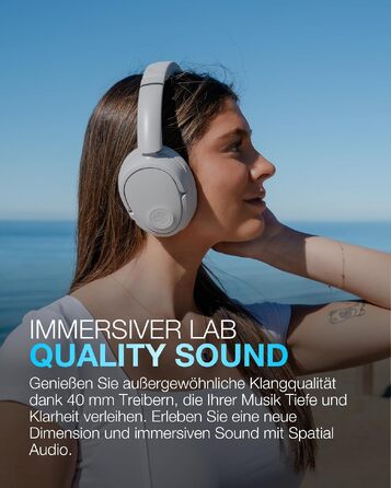 Бездротові накладні навушники JLab JBuds LUX ANC з активним шумопоглинанням, Bluetooth, колір: білий (Wolkenweiß)