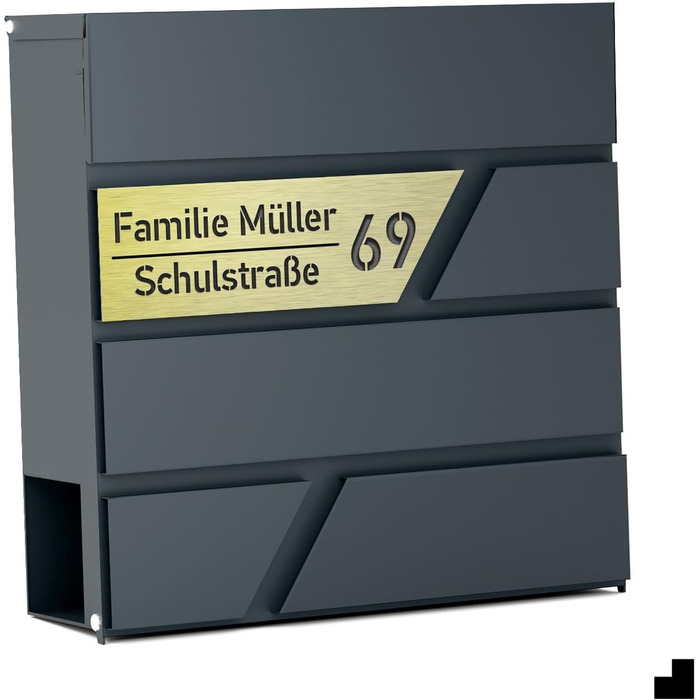 Поштовий ящик з газетницею Anthrazit Julia Standard: персоналізований, настінний, з порошковим покриттям RAL 7016, 37x37 см
