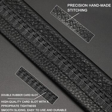 Чоловічий шкіряний ремінь з пряжкою Ratschengürtel, преміум якість, регульований, чорний, 124.5 см