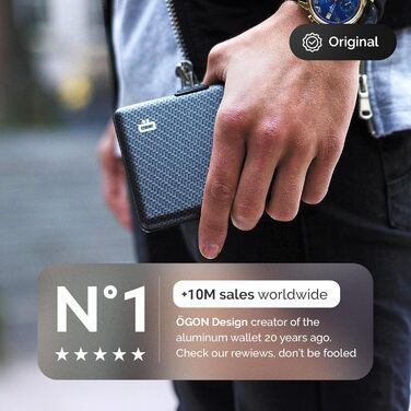 Чоловічий гаманець ÖGON -DESIGNS Smart Case Big Stockholm з великою місткістю, RFID-захистом та ефектом карбону