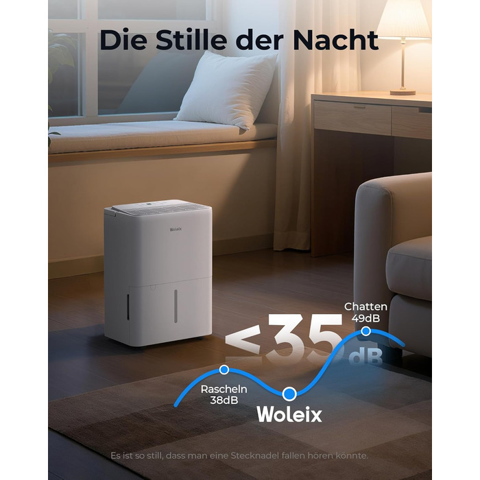 Електричний осушувач повітря 12L з фільтром та шлангом для дому, 4 режими, 35dB, гарантія 10 років