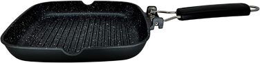 Гриль-сковорода Brieve Black Titanium індукційна, алюмінієва, з антипригарним покриттям, складана, 20x20 см