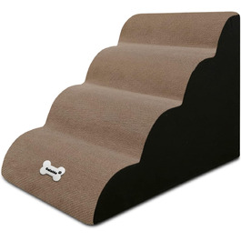 Сходинки для собак Galatée з 4 сходинками, неслизькі, для ліжка/дивану, знімний чохол, губка з високою щільністю, портативні (світло-коричневий)