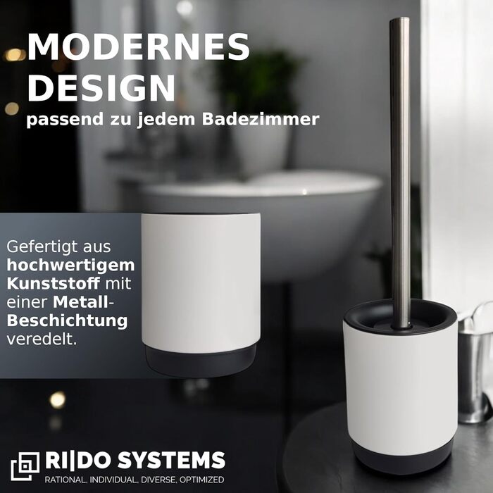 Набір для чищення унітазу з ручкою з нержавіючої сталі - 2 насадки, для ванної кімнати, гігієнічний, антибактеріальний