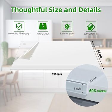 Акрилове обрізне дощечка SUBAER для кухні, прозоре, 58.4 x 43.2 см, з антиковзкими накладками