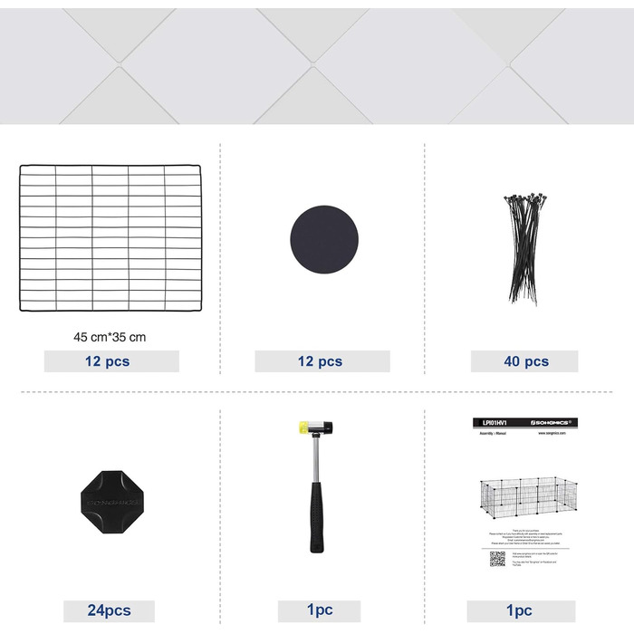 Клітка для дрібних тварин SONGMICS LPI01H, металева, 143 x 73 x 46 см, чорна