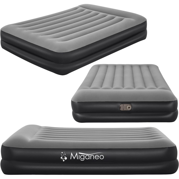 Надувне ліжко Miganeo Premium XL з електропомпою та антимікробним покриттям (203x152x46 см) | Макс. 300 кг