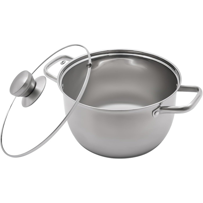 Пароварка 20 см з нержавіючої сталі з кришкою з скла, 2-рівнева пароварка, каструля для супу, пароварка для індукції, каструля для приготування на пару, каструля для овочів, риби, супу, галушок